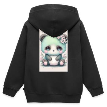 Baby Panda Prinzessin - Kinder Premium Organic Zip Hoodie - Schwarz - Hinten - AI Model Kid Male (0cm)