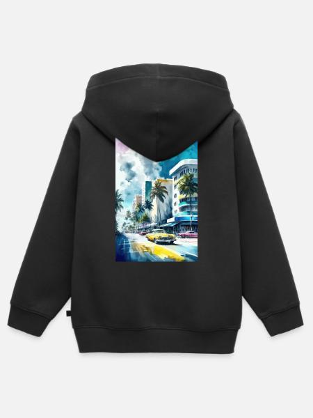 Miami Beach - Kinder Premium Organic Zip Hoodie - Schwarz