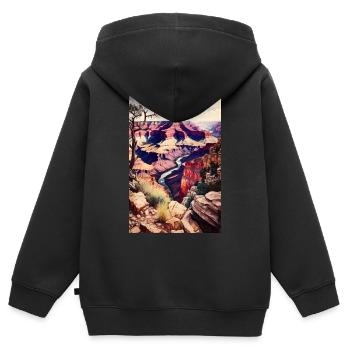 Grand Canyon - Kinder Premium Organic Zip Hoodie - Schwarz - Hinten - AI Model Kid Male (0cm)