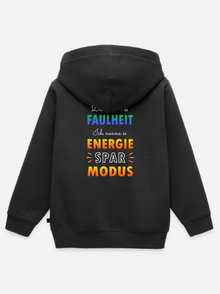 Energiesparmodus - Kinder Premium Organic Zip Hoodie - Schwarz
