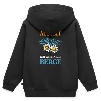 Auszeit ich geh in die Berge - Kinder Premium Organic Zip Hoodie - Schwarz - Hinten - AI Model Kid Male (0cm)