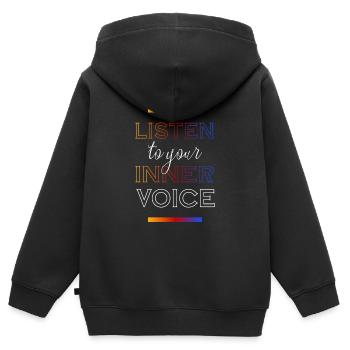 Écoutez votre voix intérieure - Sweat Premium à capuche zippé enfant bio - noir - Dos - AI Model Kid Male (0cm)
