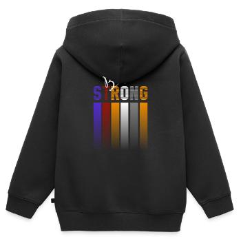 Be strong - Kids Premium Organic Zip-up Hoodie - black - Back - AI Model Kid Male (0cm)