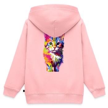 Verspielte bunte Katze - Kinder Premium Organic Zip Hoodie - Rosa - Hinten - AI Model Kid Female (0cm)