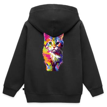 Playful colorful cat - Kids Premium Organic Zip-up Hoodie - black - Back - AI Model Kid Male (0cm)