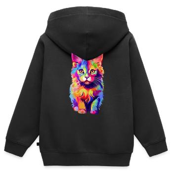 Kunterbunte Katze - Kinder Premium Organic Zip Hoodie - Schwarz - Hinten - AI Model Kid Male (0cm)