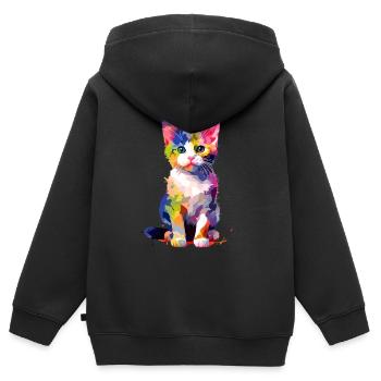 Little shy cat - Kids Premium Organic Zip-up Hoodie - black - Back - AI Model Kid Male (0cm)