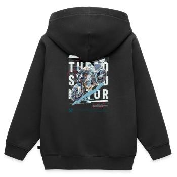 Motorcycle Technical Drawing - Kids Premium Organic Zip-up Hoodie - black - Back - AI Model Kid Male (0cm)