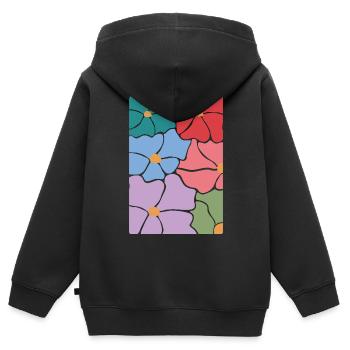 Boho Flora Blumen - Kinder Premium Organic Zip Hoodie - Schwarz - Hinten - AI Model Kid Male (0cm)