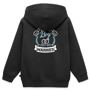 mariage - Sweat Premium à capuche zippé enfant bio - noir - Dos - AI Model Kid Male (0cm)