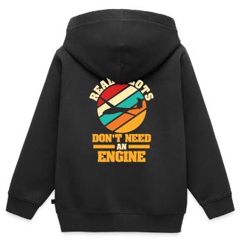 Glider glider pilot soaring gift - Kids Premium Organic Zip-up Hoodie - black - Back - AI Model Kid Male (0cm)