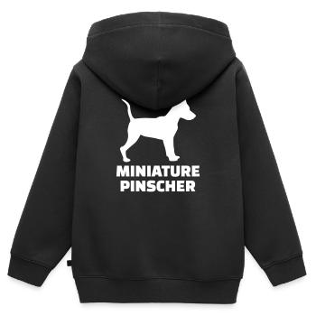 Pinscher nain - Sweat Premium à capuche zippé enfant bio - noir - Dos - AI Model Kid Male (0cm)