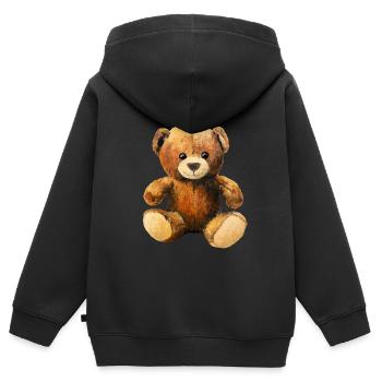 ours en peluche - Sweat Premium à capuche zippé enfant bio - noir - Dos - AI Model Kid Male (0cm)