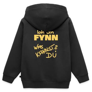Ich heiße Fynn - Kinder Premium Organic Zip Hoodie - Schwarz - Hinten - AI Model Kid Male (0cm)