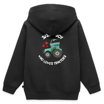 JUST A BOY WHO LOVES TRACTORS - Kids Premium Organic Zip-up Hoodie - black - Back - AI Model Kid Male (0cm)