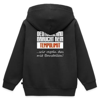 Deutschland Tempolimit Verkehr Auto LKW Fahrlehrer - Kinder Premium Organic Zip Hoodie - Schwarz - Hinten - AI Model Kid Male (0cm)