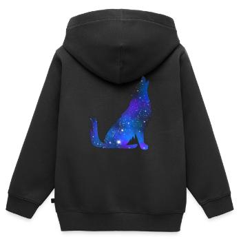 Galaxy Wolf - Kinder Premium Organic Zip Hoodie - Schwarz - Hinten - AI Model Kid Male (0cm)