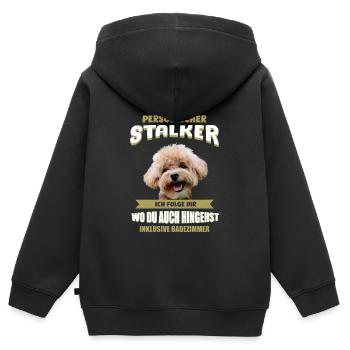 Pudel Liebhaber - Pudel - Kinder Premium Organic Zip Hoodie - Schwarz - Hinten - AI Model Kid Male (0cm)