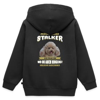 Pudel Hund - Pudel - Kinder Premium Organic Zip Hoodie - Schwarz - Hinten - AI Model Kid Male (0cm)