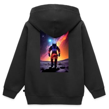 Rêve d’astronaute - Sweat Premium à capuche zippé enfant bio - noir - Dos - AI Model Kid Male (0cm)
