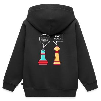 Lustige Schachfiguren - Kinder Premium Organic Zip Hoodie - Schwarz - Hinten - AI Model Kid Male (0cm)