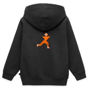 Sprinter - Tangram - Kinder Premium Organic Zip Hoodie - Schwarz - Hinten - AI Model Kid Male (0cm)