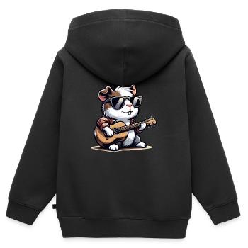 Coole Sonnenbrille Meerschweinchen spielt Gitarre - Kinder Premium Organic Zip Hoodie - Schwarz - Hinten - AI Model Kid Male (0cm)