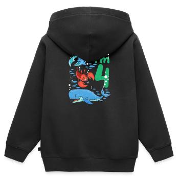 I'm 4 Kindergeburtstag Meeresbewohner Geburtstag - Kinder Premium Organic Zip Hoodie - Schwarz - Hinten - AI Model Kid Male (0cm)