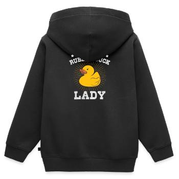 Rubber Duck Lady Quietscheente - Kinder Premium Organic Zip Hoodie - Schwarz - Hinten - AI Model Kid Male (0cm)