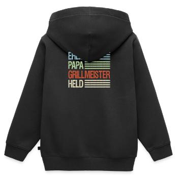 Ehemann Papa Grillmeister Held - Kinder Premium Organic Zip Hoodie - Schwarz - Hinten - AI Model Kid Male (0cm)