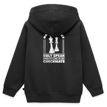 Schachmatt Schach Weisheit Königsfigur Damen Spiel - Kinder Premium Organic Zip Hoodie - Schwarz - Hinten - AI Model Kid Male (0cm)