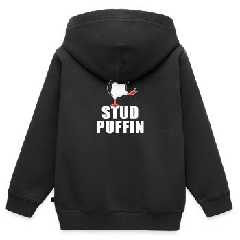 Stud Puffin Eistaucher Meeresvogel Papageitaucher - Kinder Premium Organic Zip Hoodie - Schwarz - Hinten - AI Model Kid Male (0cm)