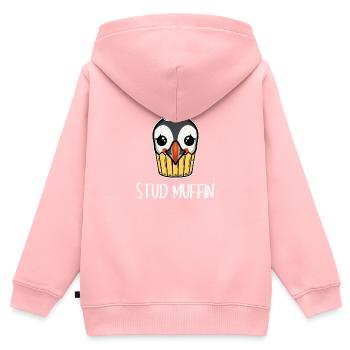 Stud Muffin Puffin Papageientaucher Wortspiel - Kinder Premium Organic Zip Hoodie - Rosa - Hinten - AI Model Kid Female (0cm)