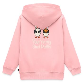 Du Bist Mein Stud Puffin Beziehung Liebe Seevogel - Kinder Premium Organic Zip Hoodie - Rosa - Hinten - AI Model Kid Female (0cm)