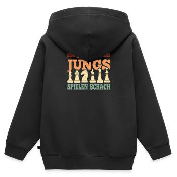 Coole Jungs Spielen Schach Retro Schachfiguren - Kinder Premium Organic Zip Hoodie - Schwarz - Hinten - AI Model Kid Male (0cm)