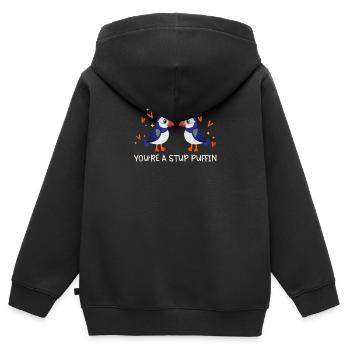 Stud Puffin Herzen Papageientaucher Liebe Seevogel - Kinder Premium Organic Zip Hoodie - Schwarz - Hinten - AI Model Kid Male (0cm)