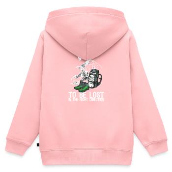 Randonneurs Alpiniste Bon Être Perdu Direction Droite - Sweat Premium à capuche zippé enfant bio - rose - Dos - AI Model Kid Female (0cm)