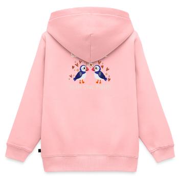 Sending Love To My Stud Puffin Liebe Beziehung - Kinder Premium Organic Zip Hoodie - Rosa - Hinten - AI Model Kid Female (0cm)