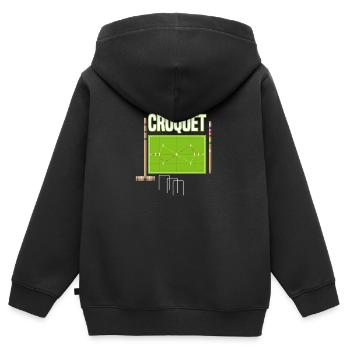 Croquet Player Jardin Croquet & Golf GoldSport - Sweat Premium à capuche zippé enfant bio - noir - Dos - AI Model Kid Male (0cm)