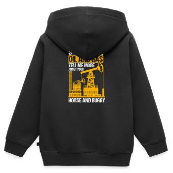 Hate Oil and Gas En savoir plus sur les pantalons et les buggys - Sweat Premium à capuche zippé enfant bio - noir - Dos - AI Model Kid Male (0cm)