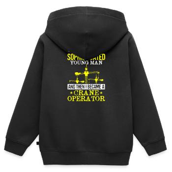 Crane Operator Crane Construction Worker Crane Crane Crane Crane - Kids Premium Organic Zip-up Hoodie - black - Back - AI Model Kid Male (0cm)