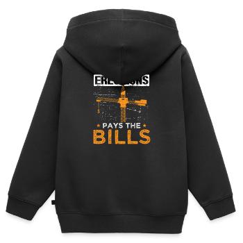 Grutier Grue Grue Mes Montages Paie les Factures - Sweat Premium à capuche zippé enfant bio - noir - Dos - AI Model Kid Male (0cm)