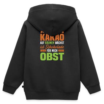 Kakao Schokoladen Liebhaber Obst Tafel Schokolade - Kinder Premium Organic Zip Hoodie - Schwarz - Hinten - AI Model Kid Male (0cm)