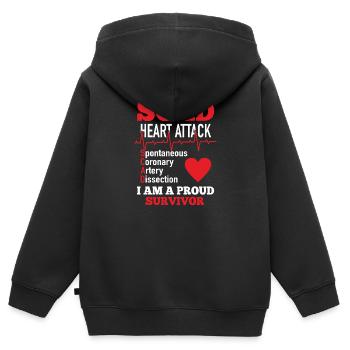Scad Heart Attack Proud Survivor Herzchirurgie - Kinder Premium Organic Zip Hoodie - Schwarz - Hinten - AI Model Kid Male (0cm)