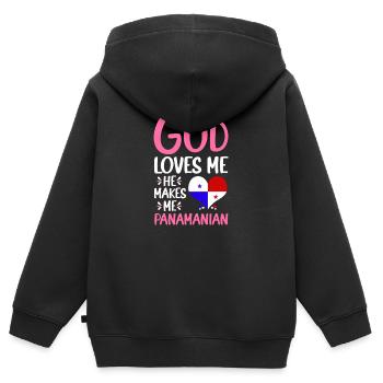 Gott Liebt Mich Panamaer Panamaerin Heimatland - Kinder Premium Organic Zip Hoodie - Schwarz - Hinten - AI Model Kid Male (0cm)