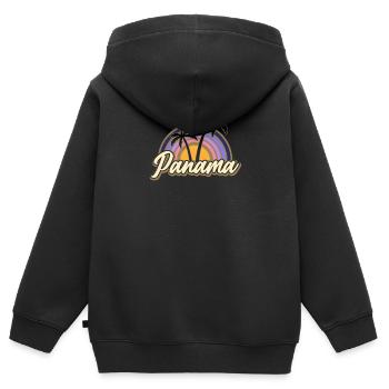 Panama Vintage Sunset Panamanian Palmen Wildness - Kinder Premium Organic Zip Hoodie - Schwarz - Hinten - AI Model Kid Male (0cm)