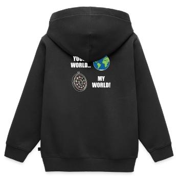 Deine Welt Meine Dart Welt Dartboard Erdkugel - Kinder Premium Organic Zip Hoodie - Schwarz - Hinten - AI Model Kid Male (0cm)