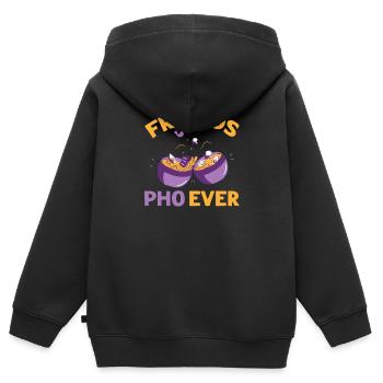 Amis Pho-Ever Amitié Pho Soupes - Sweat Premium à capuche zippé enfant bio - noir - Dos - AI Model Kid Male (0cm)