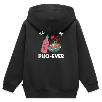 Pho-Ever Pho Pun Cuisine vietnamienne - Sweat Premium à capuche zippé enfant bio - noir - Dos - AI Model Kid Male (0cm)