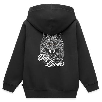 Hundeliebhaber. Hundeliebhaber .Zitat Hund. - Kinder Premium Organic Zip Hoodie - Schwarz - Hinten - AI Model Kid Male (0cm)